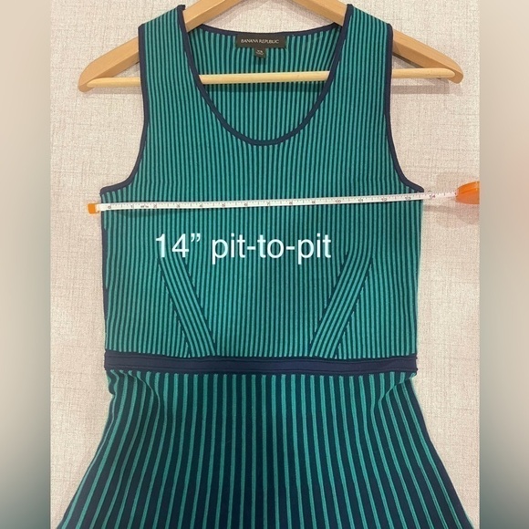 BANANA REPUBLIC sweater knit blue green fit & flare sleeveless dress. NWOT. XS - Picture 6 of 11